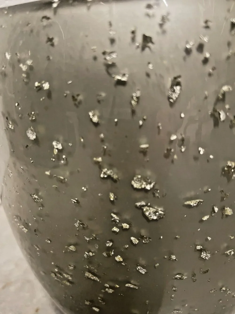 Nicole Miller Gold Rush Lucite Wastebasket Sage Green Silver Foil Vintage Glam